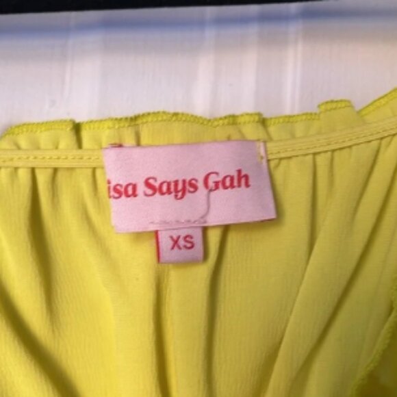 Lisa Says Gah XS Agatha Smocked Dress Long Sleeve Cocktail Chartreuse - Picture 3 of 6